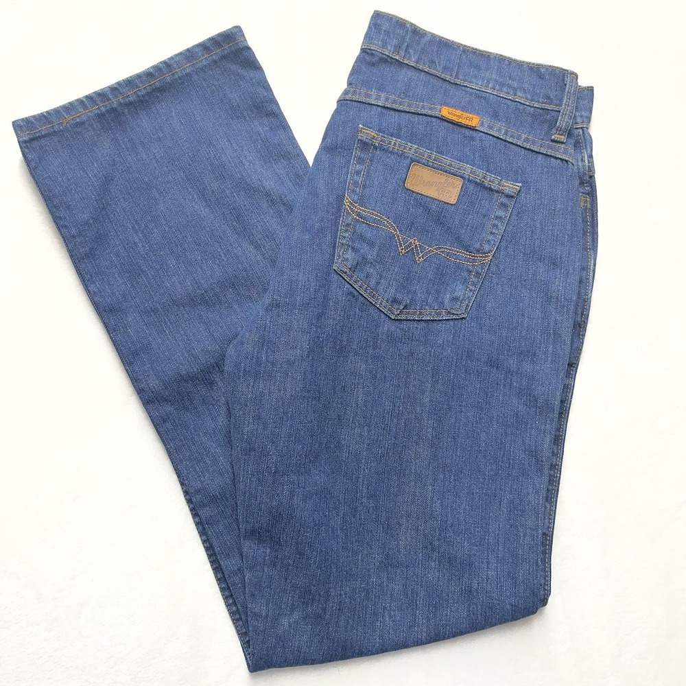 Wrangler FR Flame Resistant Denim Jeans Women's 11/12 X 32 logo 5 pocket
